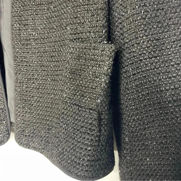 Sak Fifth Avenue Black Metallic Ruffle Shoulder Evening Jacket Size 2 - Picture 5 of 8